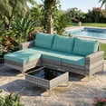 thumbnail image 5 of LAZZO 5-Piece Patio Furniture Set, Outdoor Wicker Conversation Set with Cushions and Coffee Table for Backyard and Porch, Green, 5 of 10