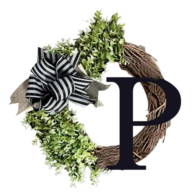 2 Packs 26 Last Name Letters All Year Round Wreaths, For Front Doors, Spring, Fall, Suitable for Wedding Decorations, Home Porches, Farmhouses, Yards, Garden Decorations, Gifts