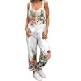 thumbnail image 1 of Gibobby pantalones siameses de pierna ancha Mujer Verano Casual Moda simple Bolsillo Estampado de flores Corbata Correa de hombro ajustable Mono Mono(Blanco， XL), 1 of 4