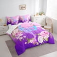 thumbnail image 3 of Manfei Ballet Dancer Slihouette 7-Piece Bedding Comforter Set,Chic Flower Floral King Bedding Sets,Pink Purple Bed Sheets For Girls Kids,Ultra Soft Home Decor, 3 of 8