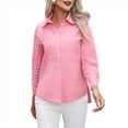 thumbnail image 2 of Camisas de Vestir de Larga con Botones para Mujer, Blusas de Oficina con Cuello Antiarrugas. Rosa XXL, 2 of 9