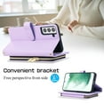 thumbnail image 2 of Crossbody Wallet Case for Samsung Galaxy S22 Chain Strap & Wrist Hand Strap Case with Card Slots Zipper Pocket Kickstand, Premium PU Leather Magnetic Clasp Shockproof Flip Cover, Purple, 2 of 9