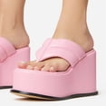 thumbnail image 2 of YDN Women Comfy Open Toe Slip On Mules Wedge High Heels Flip Flop Platform Slippers Summer Party Event Shoes Size 10 Pink, 2 of 3