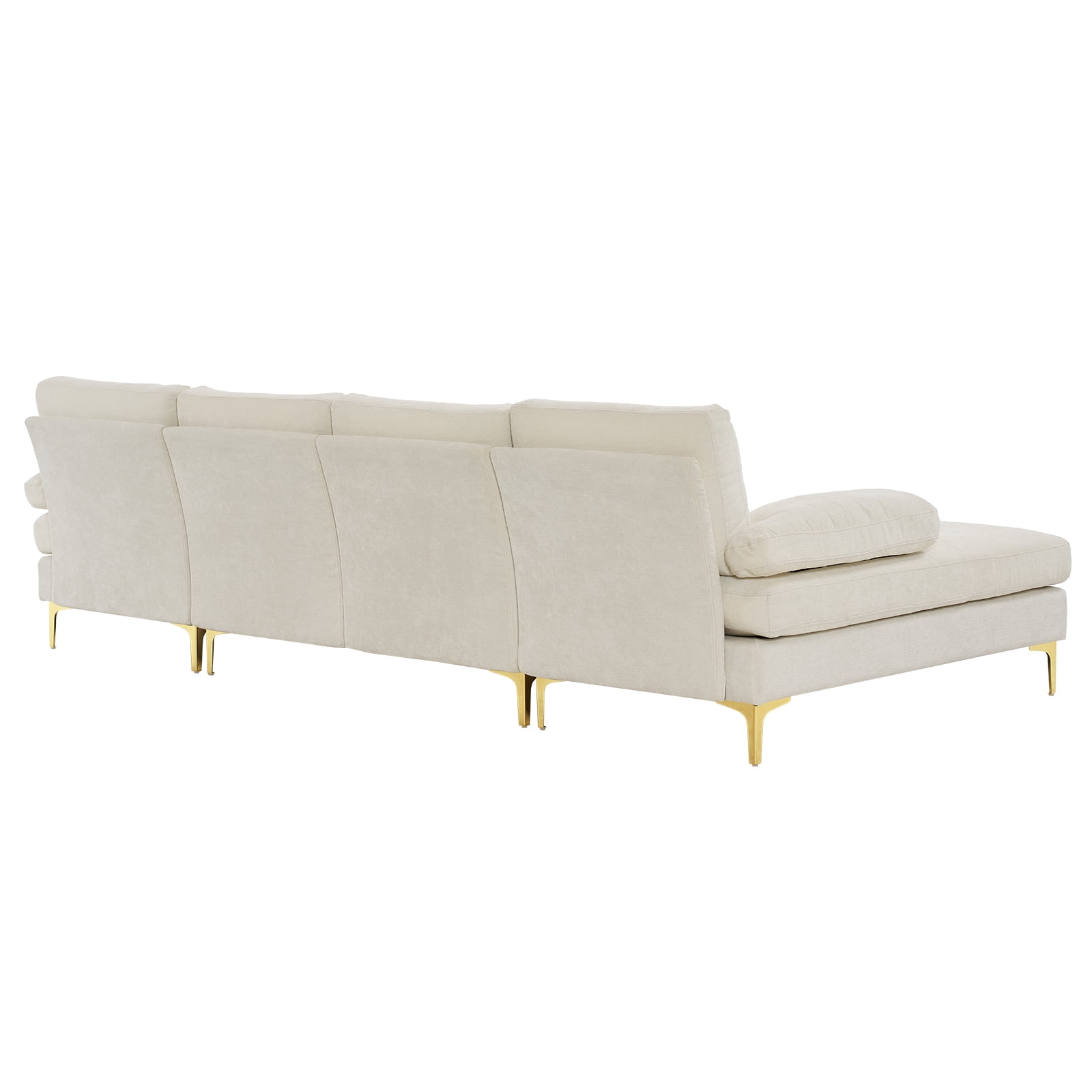 Ktaxon Sectional Sofa Set, 110" U-Shaped Chenille Couch, 4 Seat Lounge Sleeper with Double Chaise for Living Room Beige