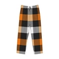 thumbnail image 4 of Daiia Men'S Orange Plaid Pants,Bottoms Sleep Lounge,Pajama Pants,Pj Bottoms Drawstring And Pockets-Large, 4 of 9