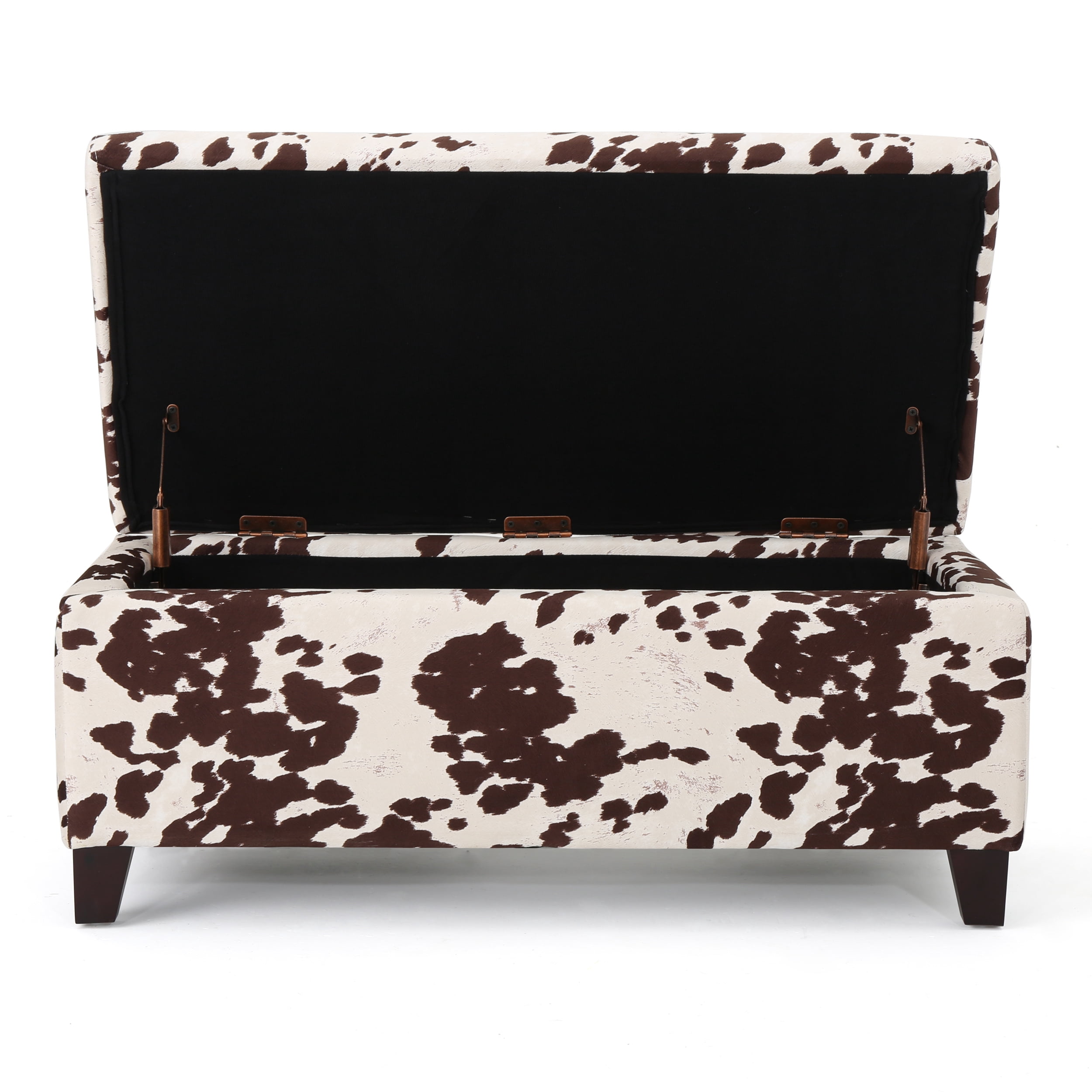 GDF Studio Delray Contemporary Upholstered Storage Ottoman, Cow Print Velvet