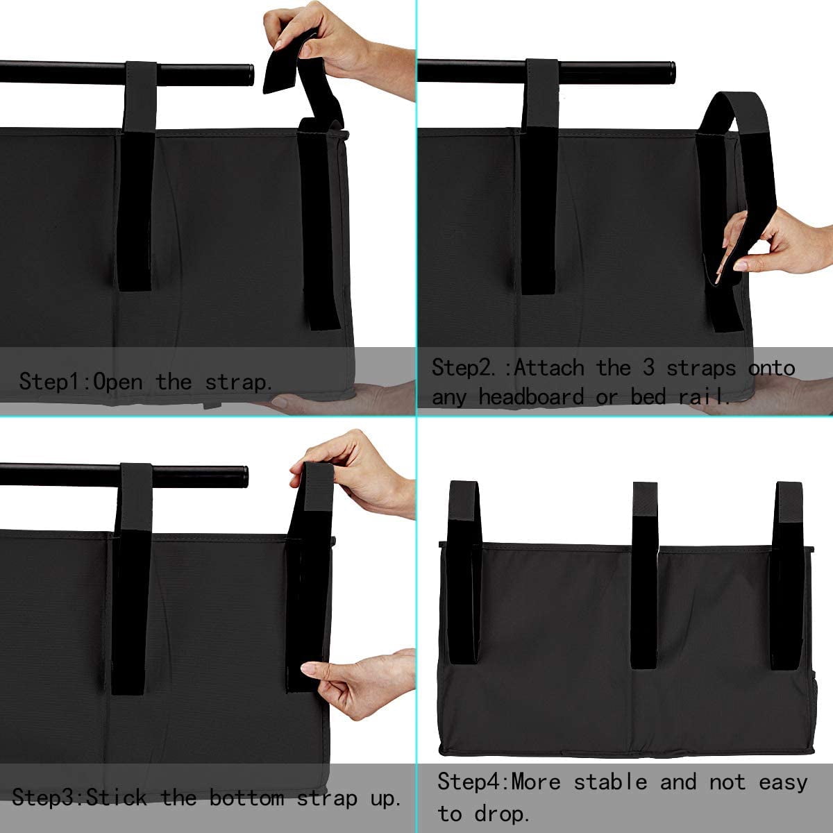 Kepooman Multi-function Oxford Bedside Caddy Hanging Storage Bag with 8 Pockets for Bunk Dorm Bed, Black Kepooman Multi-function Oxford Bedside Caddy Hanging Storage Bag with 8 Pockets for Bunk Dorm Bed, Black
