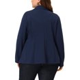 thumbnail image 3 of Agnes Orinda Women's Plus Size Fall Workwear Notched Lapel Button Down Office Blazer 3X Navy Blue, 3 of 6