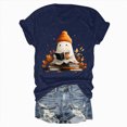 thumbnail image 5 of TOWED22 Halloween Teacher Shirts for Women Groovy Read More Books Ghost T-Shirt Short Sleeve Halloween Party Tee Tops(Navy,3XL), 5 of 5