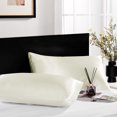thumbnail image 4 of Deconovo Funda de almohada Queen de seda para cabello y piel, paquete de 2, color marfil, fundas de almohada de satén con cierre de sobre, protector de almohada suave y antideslizante, 4 of 8