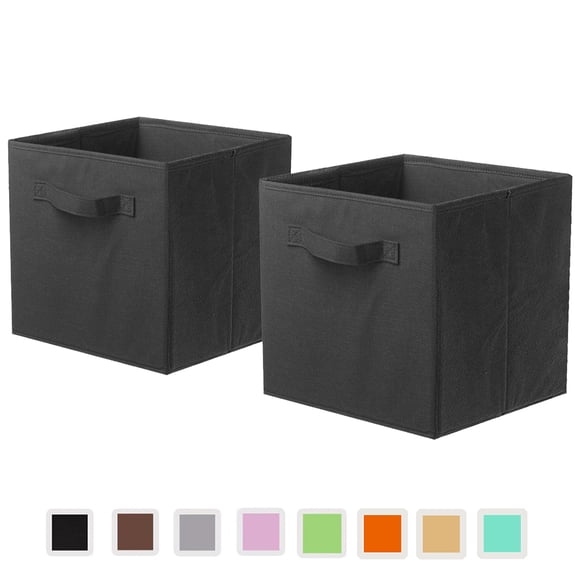 YOYTOO 2 Pack Foldable Cube Storage Bins, 11" Collapsible Fabric Cube Organizer Baskets Bins