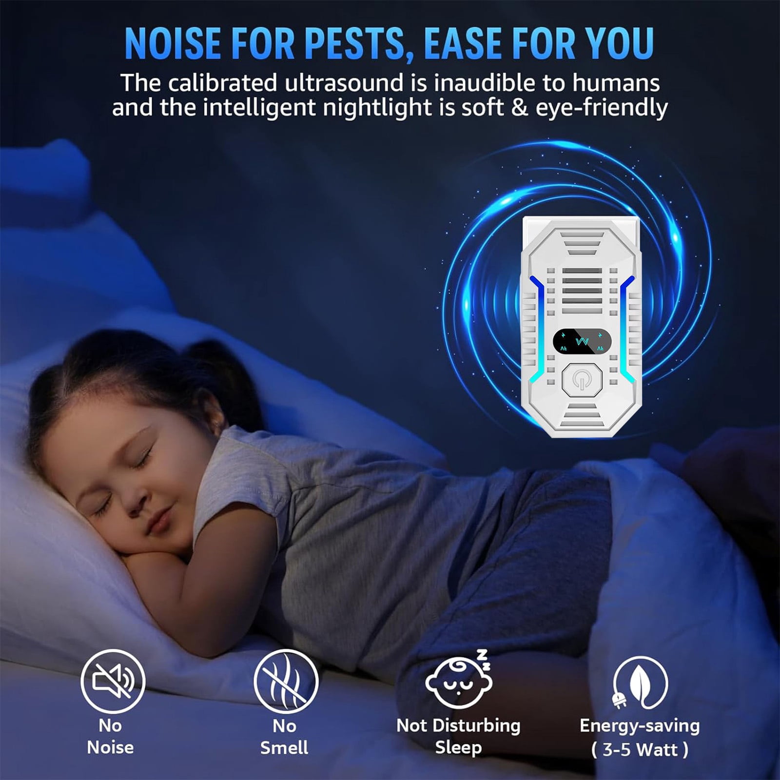 Mouse Repelent, Ultrasonic Pest Repeler, Home Indoor Pest Repelent for Insect, Roach, Spider, Ant, Bug, Rodent, Mouse, Bugs, Mosquito, Mice, 6 Packs