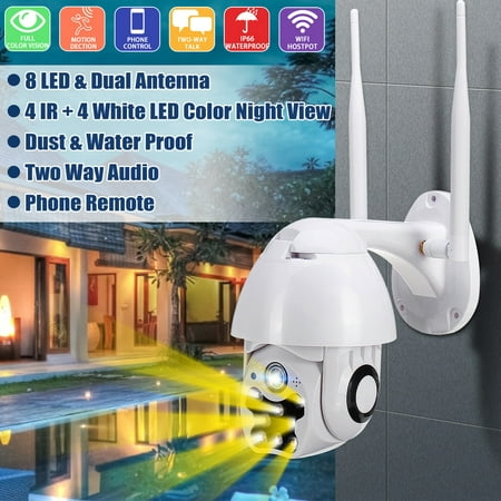 Smart 2MP Wireless IP IR Camera HD 1080P WiFi Indoor Outdoor PTZ IP66 Two Way Audio Night Vision Pan Tilt Zoom Security Camera SD Card Slot for IOS, Android PC ❤ Clearance