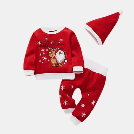 

Baby Merry Christmas Pajamas Long Sleeve Santa Elk Set Clothes for Newborn Infant Toddler