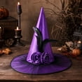 thumbnail image 5 of Rose Witch Hat for Women, Halloween Mesh Witch Hat with Roses, Foldable Costume Accessory for Masquerade, Carnival, Cosplay, Party Dress Up and Holiday Decoration, 5 of 7