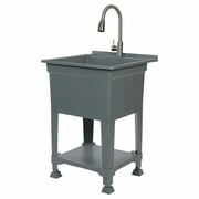 UTILITYSINKS Plastic Utility Sink Freestanding - Single Basin - 24 x 24, Gray