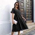 thumbnail image 5 of Women'S Casual V-Neck Ruffle Short Sleeve Dress A-Line Flowy Midi Dresses Black S, 5 of 7