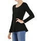 thumbnail image 4 of INSPIRAR CHIC Camisetas de Mujer de Manga Larga con Cuello Redondo Casual Camisas Peplum XS Negro, 4 of 8