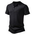 thumbnail image 2 of SWSMCLT Men's Short Sleeve Top Soft Polo Thin Button Casual Tee T Shirt Basic Cool Slim Fit Summer Cotton Comfy Black Small, 2 of 3