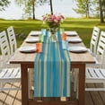 thumbnail image 4 of Blue Yellow 108 Inch Table Runner, Vintage Farmhouse Abstract Wooden Grain Farmhouse Dresser Scarf Cotton & Linen Tablerunner for Dining/Kitchen Island/Holiday Party Décor 13" x 108", 4 of 9