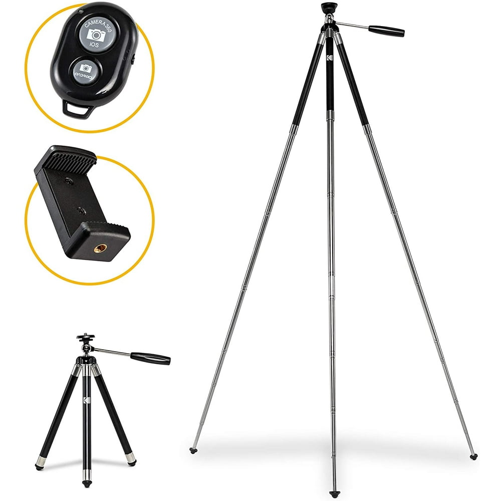 KODAK PhotoGear 42” Tripod 8Section Aluminum Stainless Steel Tripod w/Bluetooth Remote