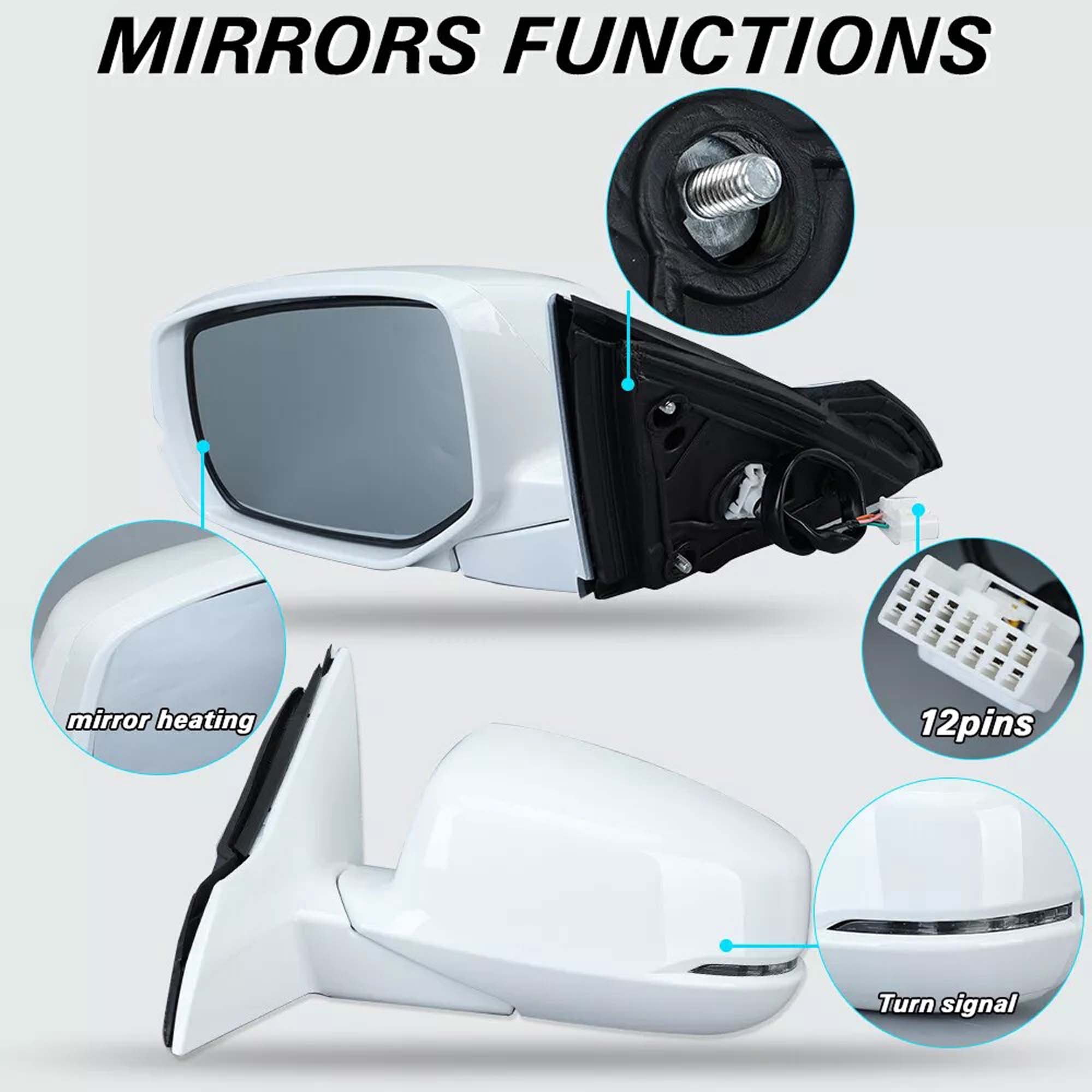 Mirror Assembly For Honda Accord 2013-2017 Left Driver Side Heated w/Turn Signal