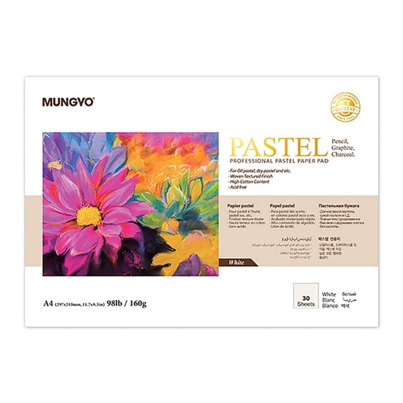 Bloc de papel pastel MUNGYO A4, 30 hojas, 160 g/m², blanco