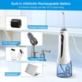 thumbnail image 5 of Hilo dental de agua inalámbrico para limpiador de dientes, 4 modos, 5 puntas de chorro, irrigador bucal dental, recargable, resistente al agua, selección de limpieza de dientes portátil para, 5 of 5