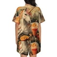 thumbnail image 6 of Susaid Countryside Fruit White Horse Print Women's Pajama Set, Button-Up Sleepwear with Elastic Waist Shorts, Perfect for Lounging, Yoga, Beach, and Casual Wear-Medium, 6 of 7
