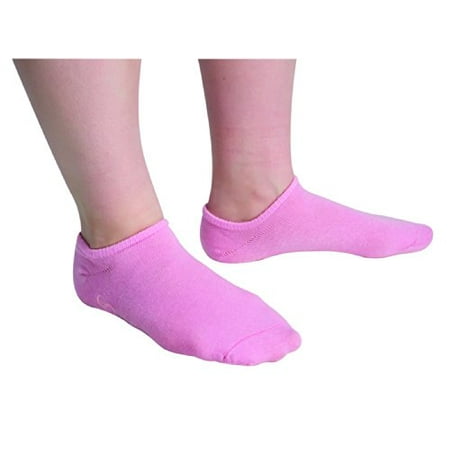 Secure Moisturizing & Exfoliating Spa Gel Socks For Women - 100% Cotton w/Non-Skid Bottom - Pink
