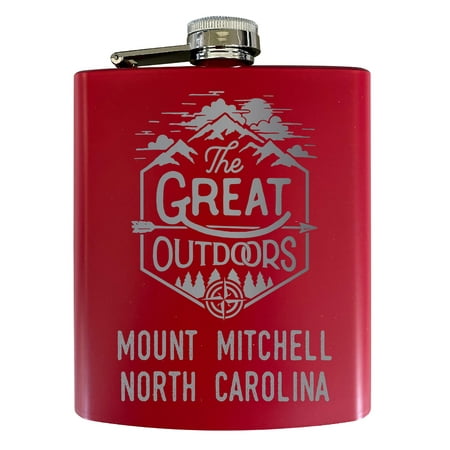 

Mount Mitchell North Carolina Laser Engraved Explore the Outdoors Souvenir 7 oz Stainless Steel 7 oz Flask Red