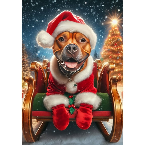 Pit Bull Red - Best of Breed DCR Christmas House Flag 28" x 40"