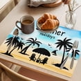 thumbnail image 3 of Palm Trees Silhouette Placemats Set of 12 Summer Coastal Vacation Place Mats Indoor Wipeable Table Mats Washable Cloth Dining Table Placemats for Kitchen Holiday Party Home Decor 13x19 Inch, 3 of 9