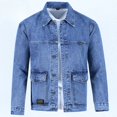 thumbnail image 5 of Abrigos de mezclilla para hombre, chaqueta vaquera con botones azules, otoño, precio económico, elegante, nuevo en Y2k, una pieza de tela, bajo costo, vaquera, talla L, 5 of 5