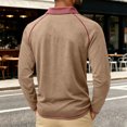 thumbnail image 4 of Mens Soft Knit Long Sleeve Henley Shirt Contrast Lapel Raglan Sleeve Color Block Business Casual Top, 4 of 6