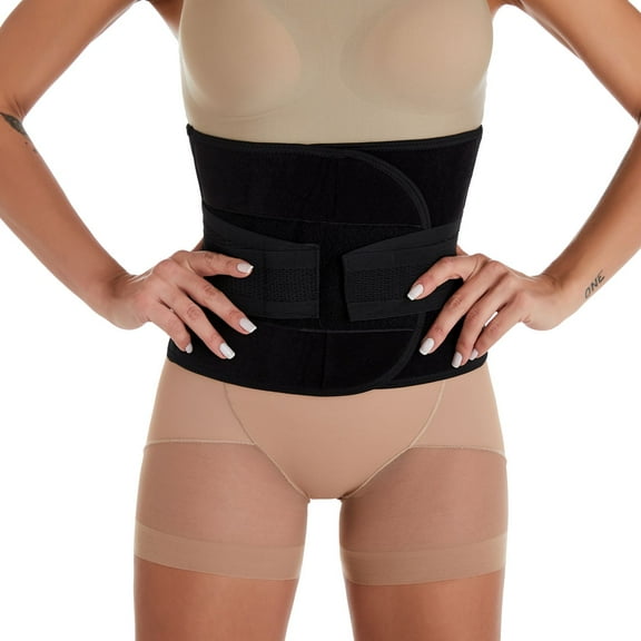 Defitshape Women's Tummy Control Waist Belt Postpartum Shapewear Elastic Firm Velcro Extra Firm Acrylic Waist Trimmer Black 12