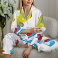 thumbnail image 6 of Salouo Cute Transport Pattern Women's Pajamas Set Long Sleeve Button Down Sleepwear Soft Pj Lounge Sets for women 2 Piece Pjs Set with Long Pants-Small, 6 of 7