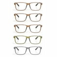 thumbnail image 2 of EYEZOOM 5 Pack Unisex Large Plastic Rectangular Reading Glasses with Spring Hinge, Mul-color, +125, 2 of 5