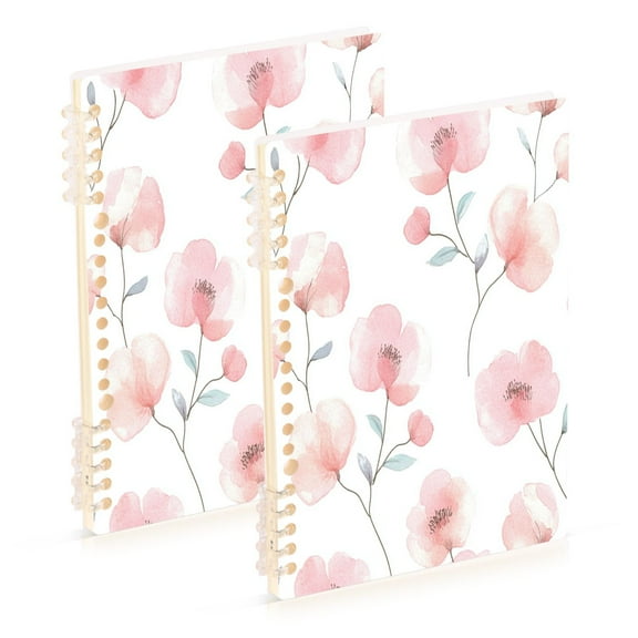 A5 Notebook, Single Back Sheet Printed on One Side, 60 Sheets Pastel Pink Flower