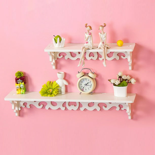 Modern White Wooden Shelf Filigree, Large Decorative Wall Shelves