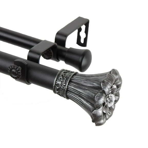Home Decorative�Blossom Double Curtain Rod 120-170 inch - Black