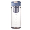 thumbnail image 1 of Botella de agua de plástico con colador de té incorporado, cuerpo transparente, botella de agua deportiva de 650ml para personal de oficina, cubierta gris, cuerpo blanco, 1 of 5