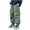 thumbnail image 2 of HOMADLES Cargo Pants for Boys Multiple Pockets Loose Elastic Waist Sports Outdoor Hiking, Jogger Pants Army Green 6 T, 2 of 3