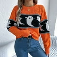 thumbnail image 6 of UngA Halloween Sweaters for Women Women's Halloween Sweatshirt Cute Spooky Long Sleeve Sweatshirts Pullover Sweater Casual Tops Crewneck Blouse Orange,M, 6 of 7