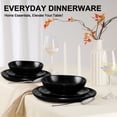 thumbnail image 3 of Vesteel Dinnerware Set for 4, 12 Pieces Premium Stoneware Plates and Bowls Set for Home, Chip & Scratch Resistant, Microwave and Dishwasher Safe - Matte Black, 3 of 10