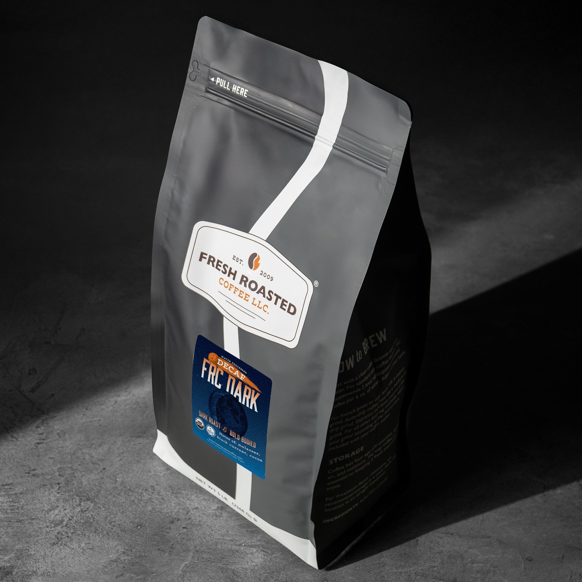 Fresh Roasted Coffee, Organic FRC Dark Decaf Coffee, Dark Roast, Whole Bean, 80 oz 5 lbs