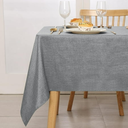 

XIACOCO-Rectangle Table Cloth Faux Linen Farmhouse Tablecloth Wrinkle And Stain Resistant Decorative Fabric Table Cover For Kitchen Dining Room Parties And Camping Grey 60 X 102 Inch