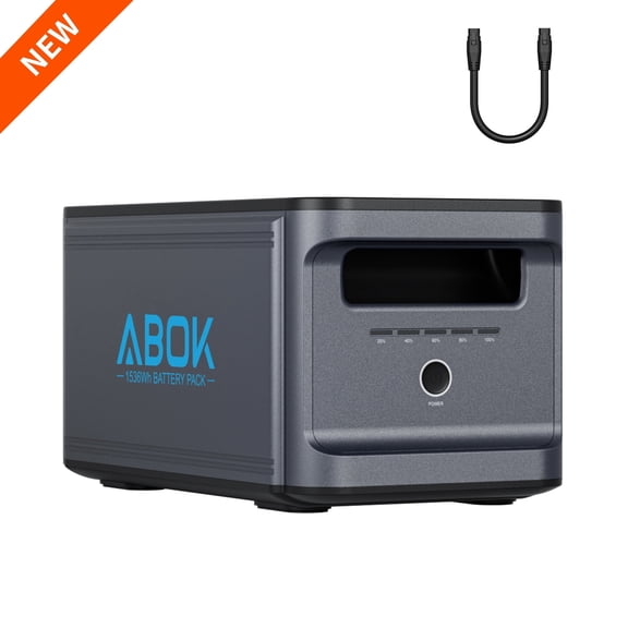 ABOK 1536Wh LiFePO₄ Expansion Battery Pack for Ark2000 2000W Solar Generator, Extra Backup Power for Home Backup, RV & Off‑Grid Use