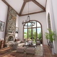 thumbnail image 3 of ACROMA  12-light Farmhouse Modern Wagon Wheel Chandelier Faux Wood Dining Room Chandelier - N/A Weathered Walnut, 3 of 5