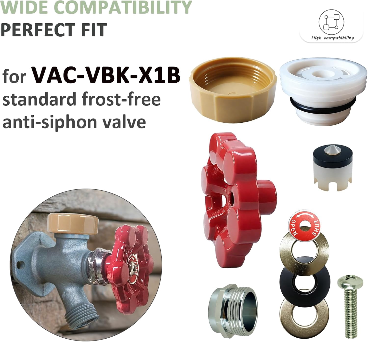 Outdoor Faucet Repair Kit,Universal ASSE 1019-A Vacuum Breaker Outside Faucet Repair Kit,Hose Bib Spigot Repair Kit for Anti-Siphon Frost-Free Sillcock Valves,Vacuum Breaker Replacement Kit
